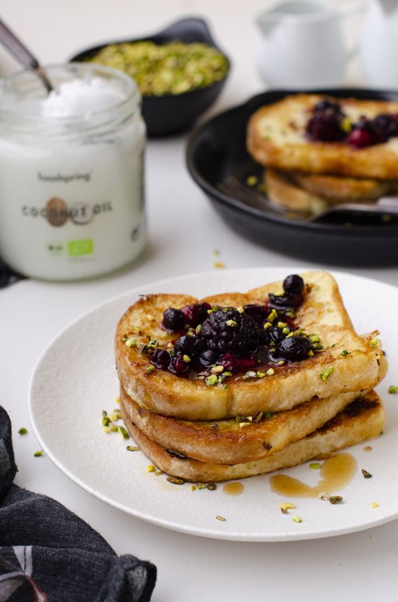 French toast leggeri con albumi latte di soia e olio di cocco