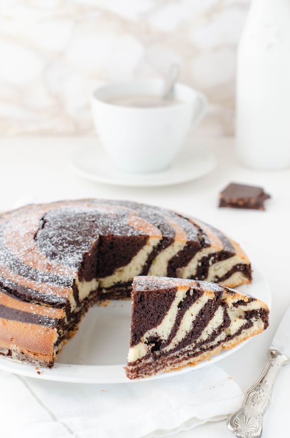 Torta zebrata vaniglia cacao senza burro