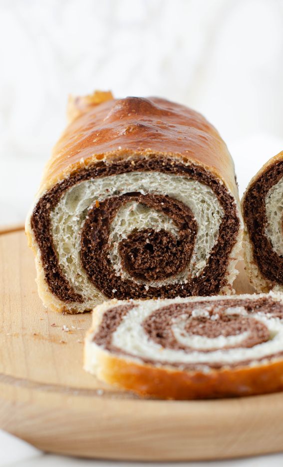 Pan Bauletto bicolor per colazione con cacao senza burro