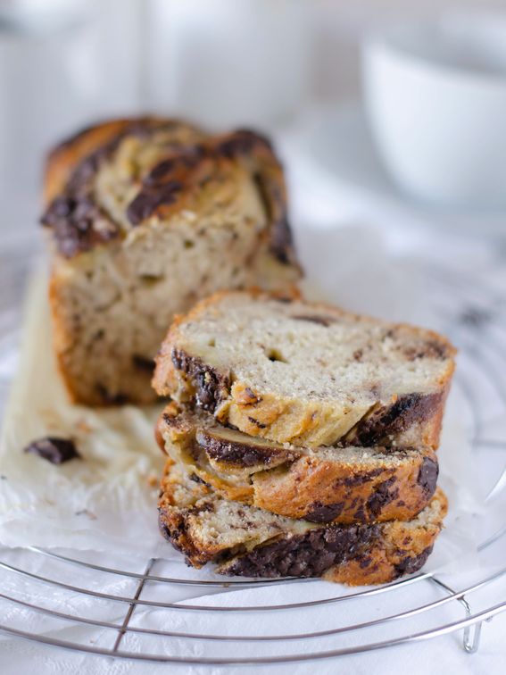 Banana bread con gocce di cioccolato senza burro