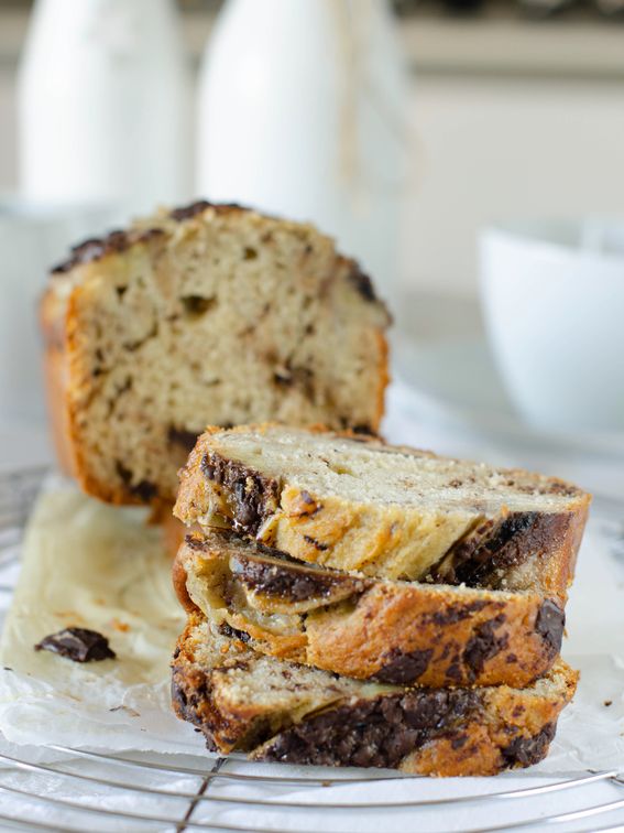 Banana bread con gocce di cioccolato senza burro